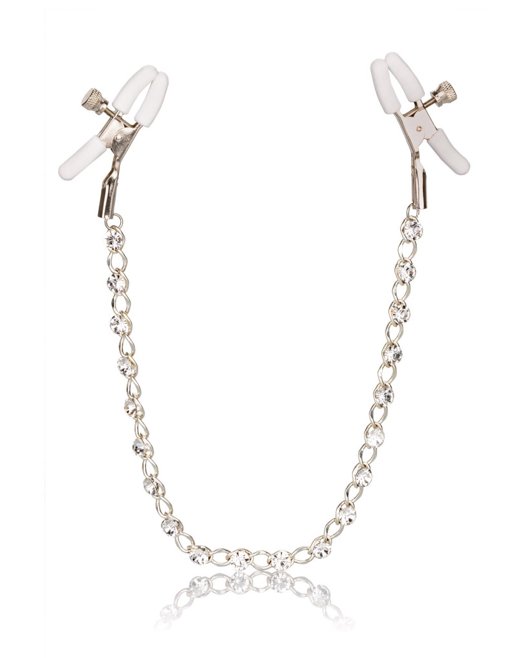 Crystal Chain Nipple Clamps Silver