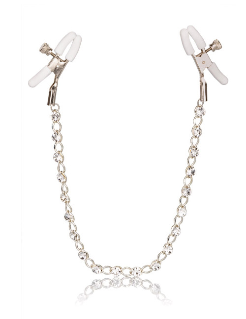 Crystal Chain Nipple Clamps Silver
