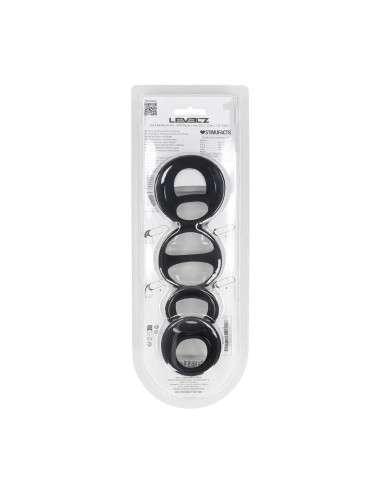 Silicone Cock and Ball Ring Set of 4 - Black