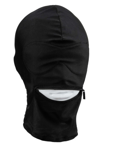 Maska BDSM Fetish Hood - Maska na glowe z zapieciem na usta, oczy w ciemnosci
