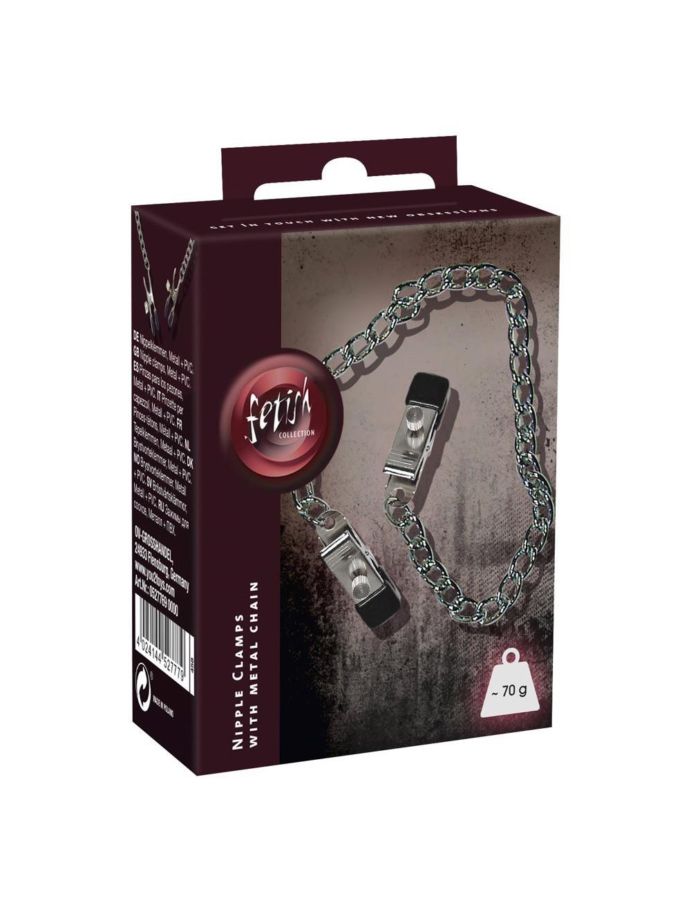 Fetish Collection Boob Chain + Nipple Clamps SX - łańcuszek na piersi
