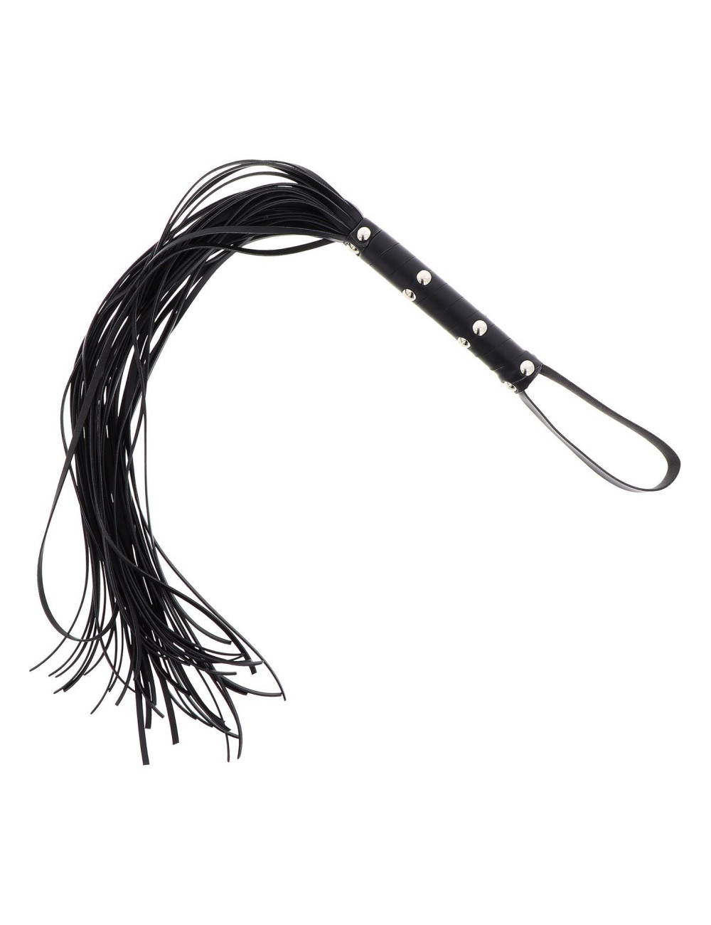 Long Studded Flogger Whip Black