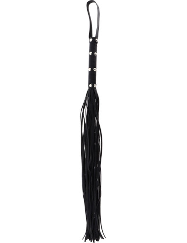 Long Studded Flogger Whip Black