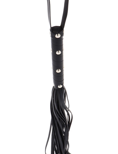 Long Studded Flogger Whip Black