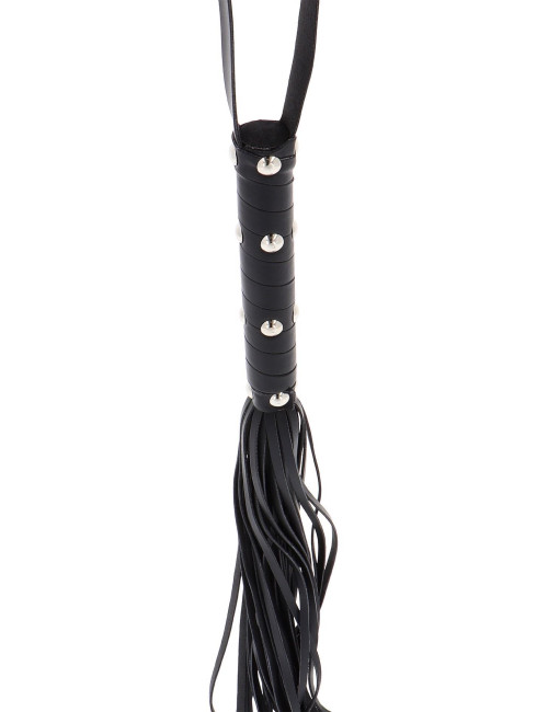 Long Studded Flogger Whip Black
