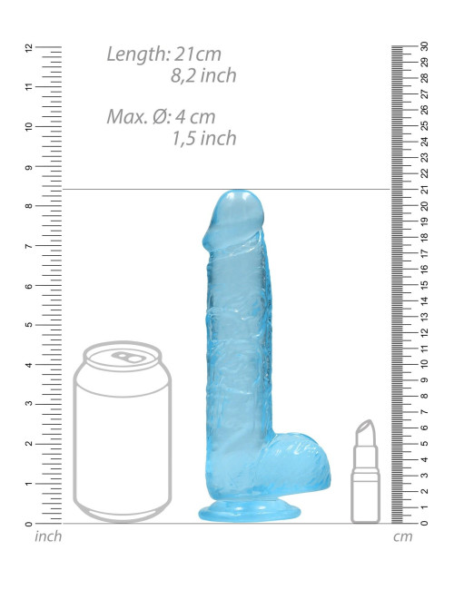 RealRock Realistic Dildo z Jąidami Niebieskie 21 cm