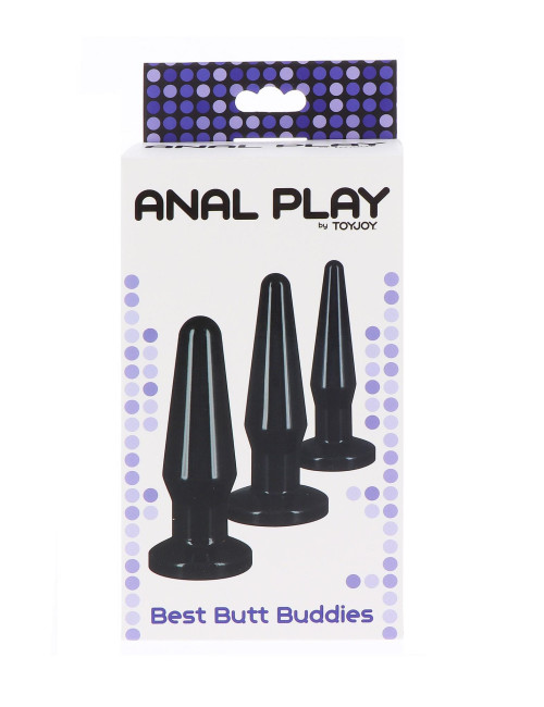 Best Butt Buddies Black - Zestaw plugów analnych 3 rozmiary, bezpieczny dla ciała