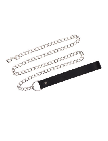 Chain Leash Black – Kagańce BDSM, Wiązania, Zabawki dla Par – Vegan PU Leather, 100 cm