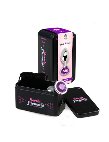 PURPLE JEWELLED METAL BUTT PLUG S