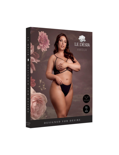 Le Désir Czarny Biustonosz Plus Size z Koronką