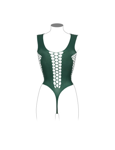 V-Neck Teddy with Opaque Panels - One Size