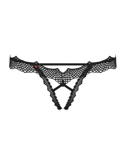 Obsessive Bravelle Otwarte Stringi Czarne S/M