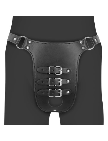 Pas Cnoty PU Leather z Regulowanymi Paskami – BDSM Chastity Belt