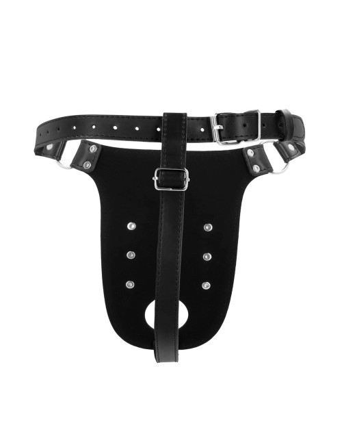 Pas Cnoty PU Leather z Regulowanymi Paskami – BDSM Chastity Belt