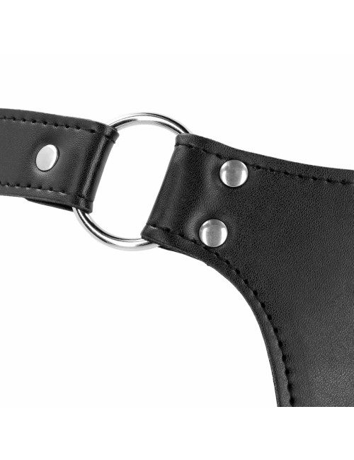 Pas Cnoty PU Leather z Regulowanymi Paskami – BDSM Chastity Belt