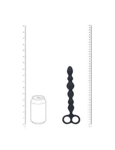 Beaded Silicone Anal Probe with Double Loop - Black