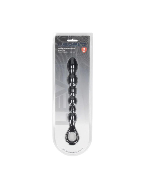 Beaded Snake Silicone Anal Probe z Pętlą – Czarny, Zabawki Analne, Silikon Premium, Pręty