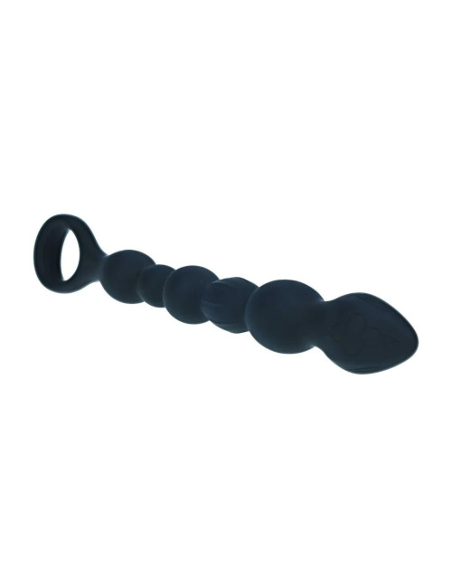 Beaded Snake Silicone Anal Probe z Pętlą – Czarny, Zabawki Analne, Silikon Premium, Pręty