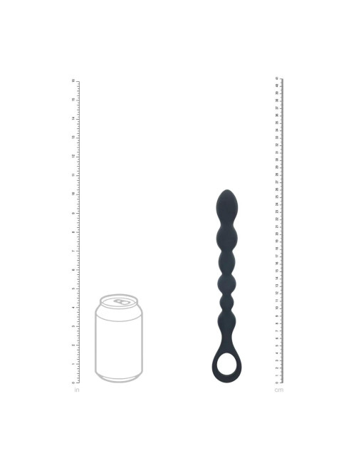 Beaded Snake Silicone Anal Probe z Pętlą – Czarny, Zabawki Analne, Silikon Premium, Pręty