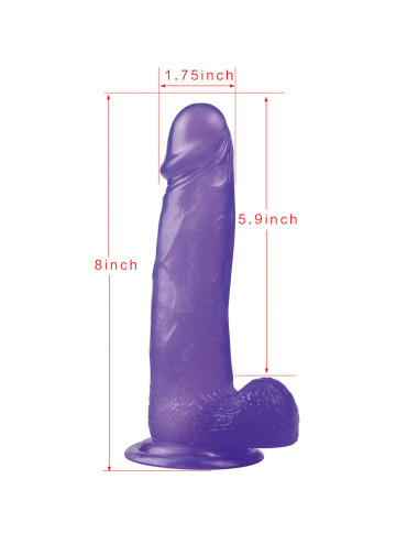 8 Jelly Studs Crystal Dildo Large Purple