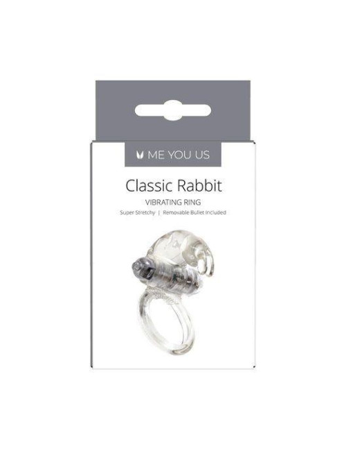 Pierścień wibracyjny dla par Me You Us Classic Rabbit - transparentny, z wibracją, bez ftalanów
