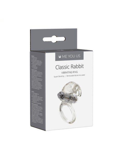 Pierścień wibracyjny dla par Me You Us Classic Rabbit - transparentny, z wibracją, bez ftalanów