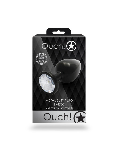 Ouch! Aluminiowy korek analny Round Gem Large - Gunmetal
