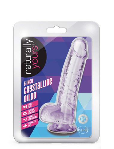 Naturally Yours 6" Crystalline Dildo Amethyst - żelowe dildo, zabawki erotyczne, TPE, bez zapachów i lateksu