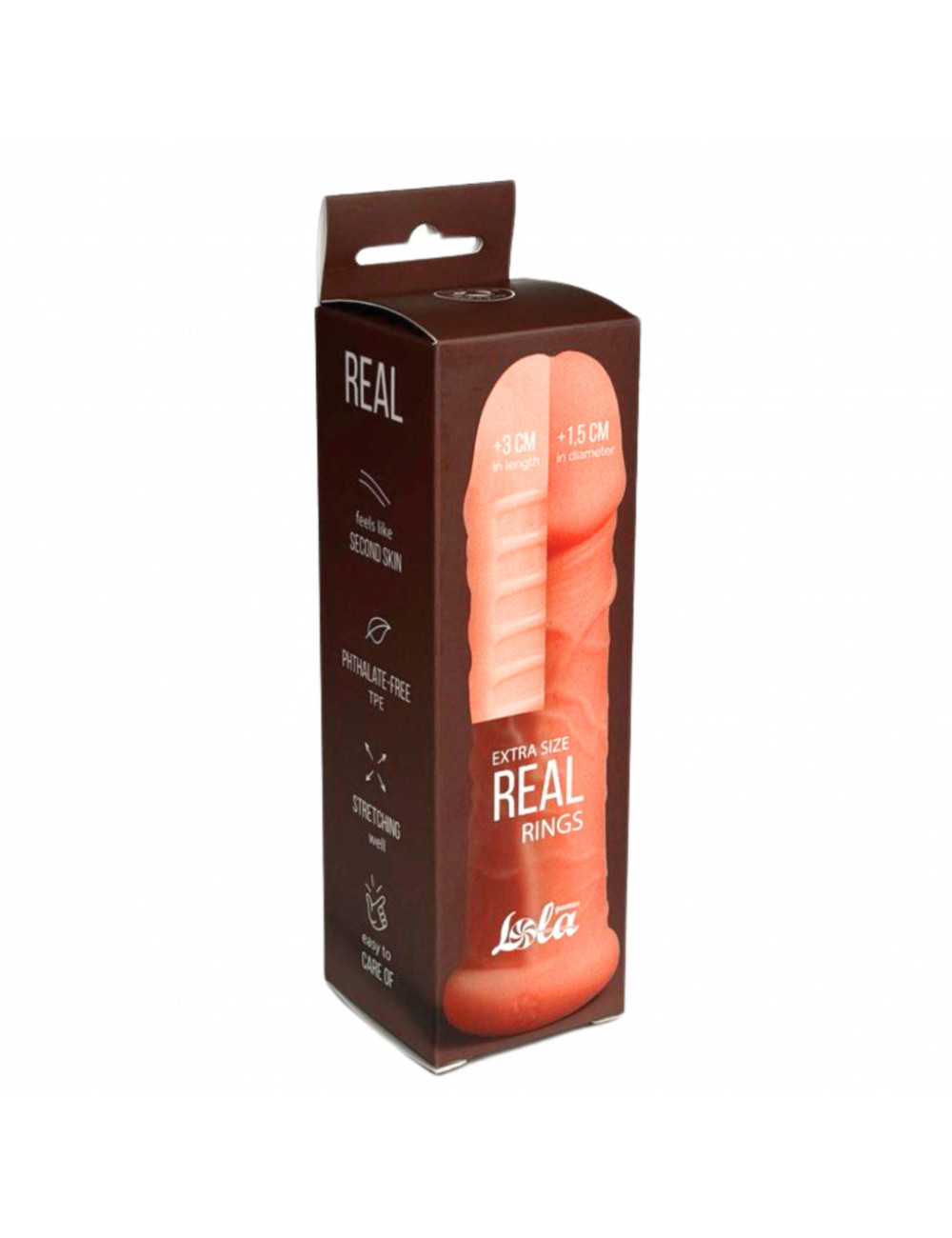 Penis Sleeve Real Extra Size Rings – Nakładka i przedłużka penisa 3 cm – Zabawki erotyczne dla dorosłych