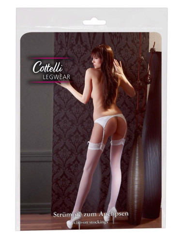 Cottelli Legwear Białe eleganckie pończochy rozmiar 3