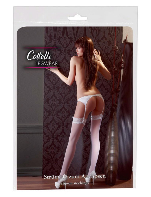 Cottelli Legwear Białe eleganckie pończochy rozmiar 3