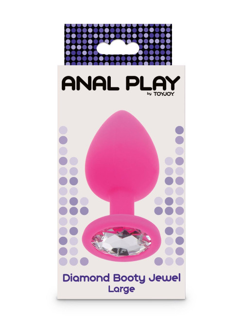 Diamond Booty Jewel Large Pink Korek analny silikonowy z kryształkiem, luksusowy dodatek do zabaw analnych