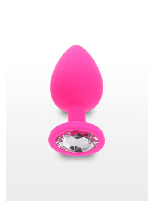 Diamond Booty Jewel Large Pink Korek analny silikonowy z kryształkiem, luksusowy dodatek do zabaw analnych