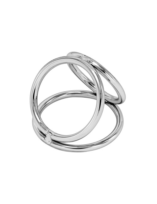 LOCKED Triple Ring 50/37/45 mm (Size T2) - Pierścień bez wibracji z stali nierdzewnej, pierścień penisa, BDSM