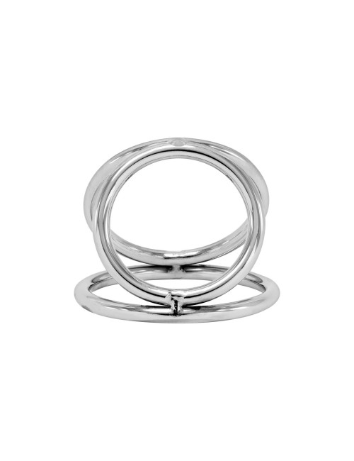 LOCKED Triple Ring 50/37/45 mm (Size T2) - Pierścień bez wibracji z stali nierdzewnej, pierścień penisa, BDSM