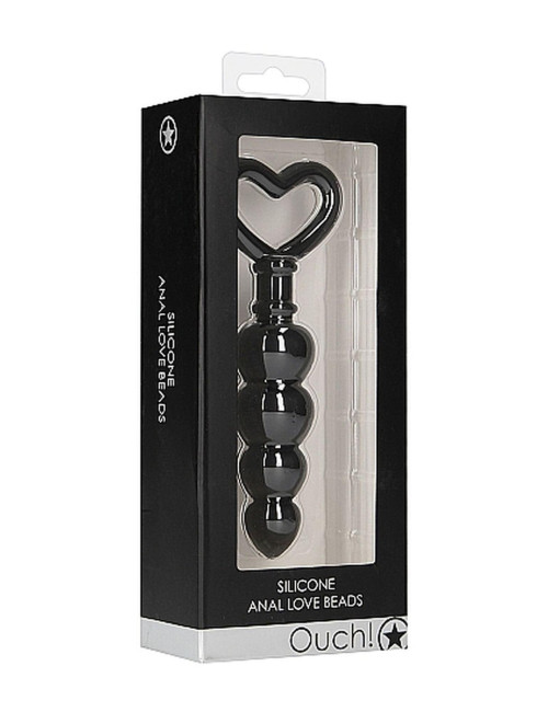Ouch! Anal Love Beads Black – Silikonowe kulki analne 9 cm