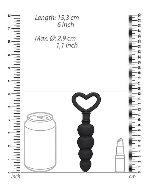 Ouch! Anal Love Beads Black – Silikonowe kulki analne 9 cm