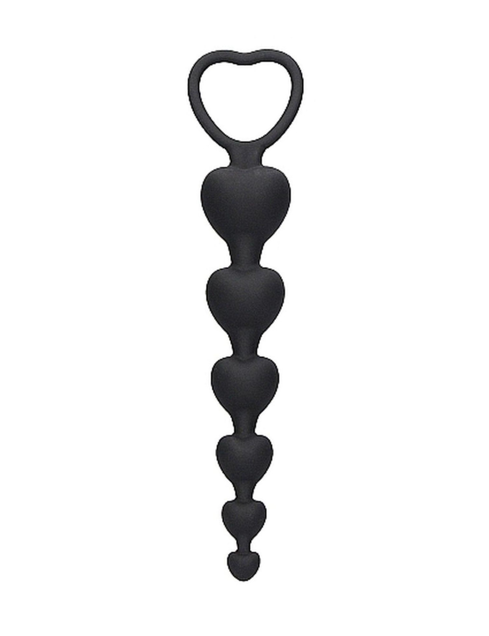 Ouch! Anal Heart Beads Black – Czarne kulki analne w kształcie serc