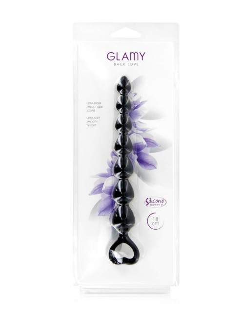 BACK LOVE BLACK SMALL - Pręt analny silikonowy 7-poziomowy - Zabawki analne