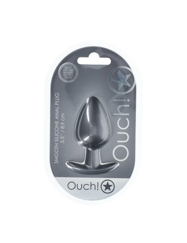 Smooth Silicone Anal Plug - Large - 3.5" / 8,9 cm - Gunmetal
