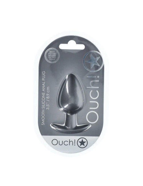 Smooth Silicone Anal Plug - Large - 3.5" / 8,9 cm - Gunmetal