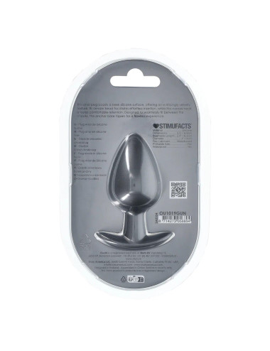 Smooth Silicone Anal Plug - Large - 3.5" / 8,9 cm - Gunmetal