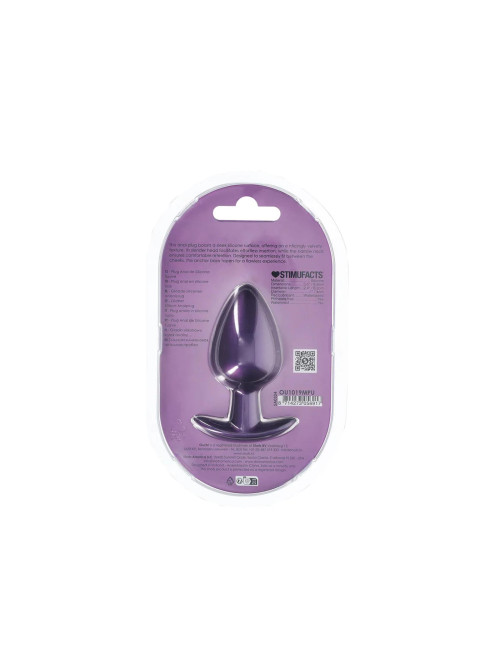 Smooth Silicone Anal Plug - Large - 3.5" / 8,9 cm - Metallic Purple