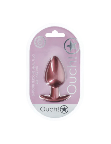 Smooth Silicone Anal Plug - Large - 3.5" / 8,9 cm - Rose Gold