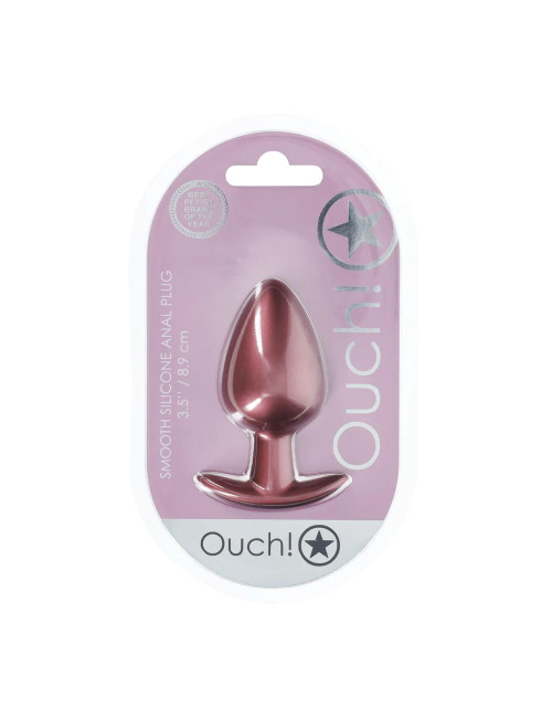 Smooth Silicone Anal Plug - Large - 3.5" / 8,9 cm - Rose Gold