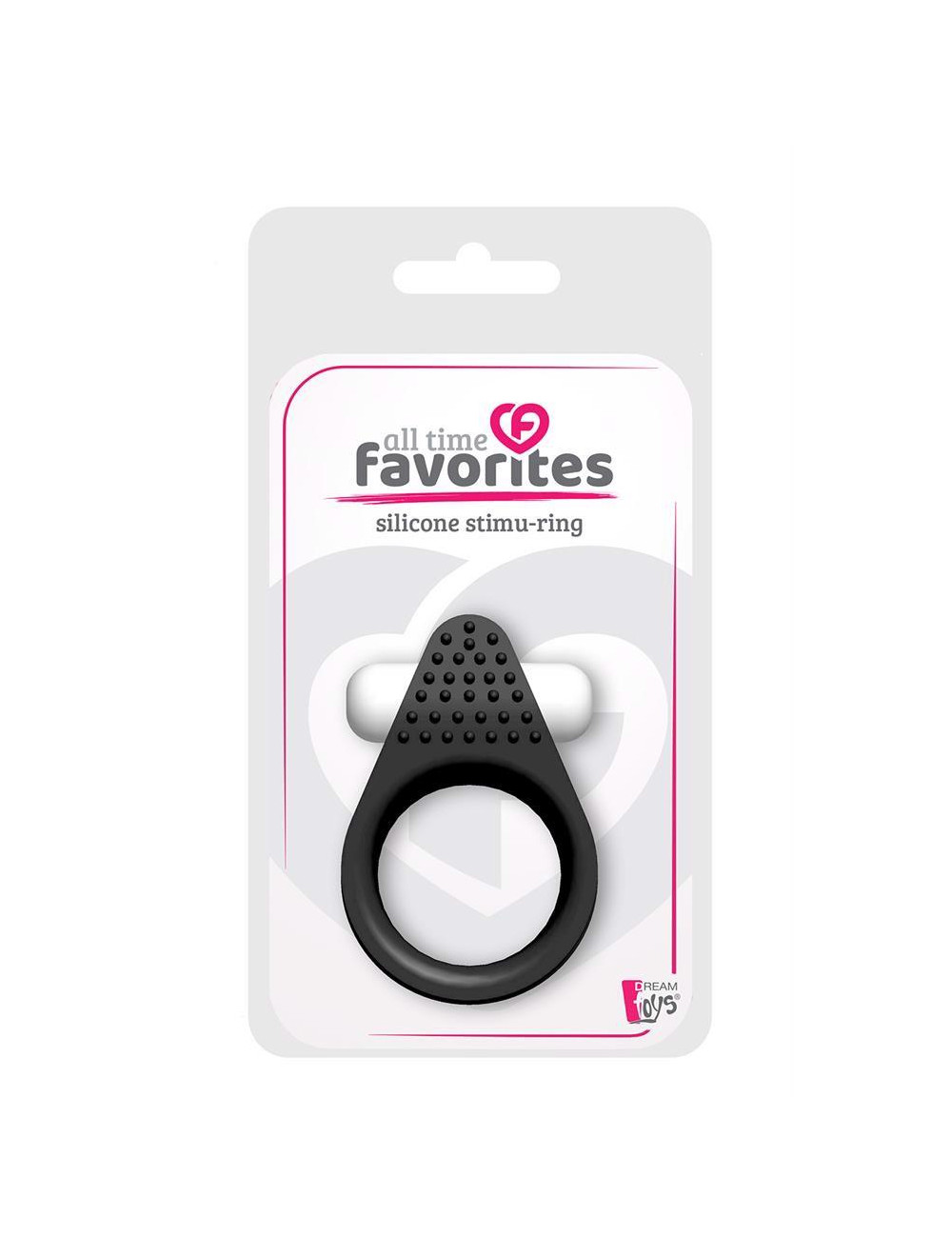 ALL TIME FAVORITES SILICONE STIMU-RING BLACK - Pierścień wibracyjny silikonowy z kulą, zabawki z wibracją