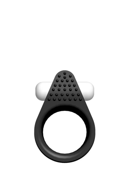 ALL TIME FAVORITES SILICONE STIMU-RING BLACK - Pierścień wibracyjny silikonowy z kulą, zabawki z wibracją