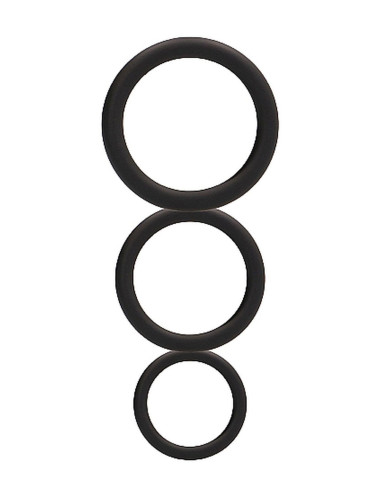 Round Cock Ring Set - Black