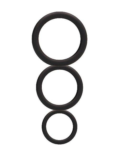 Round Cock Ring Set - Black
