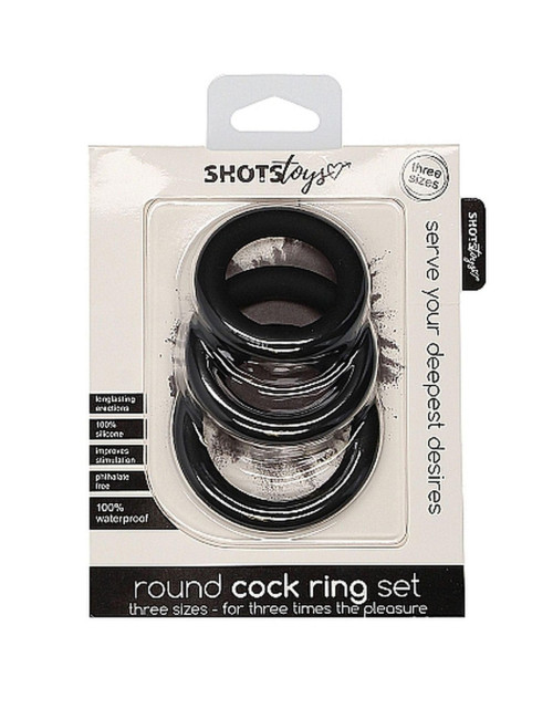 Round Cock Ring Set - Black